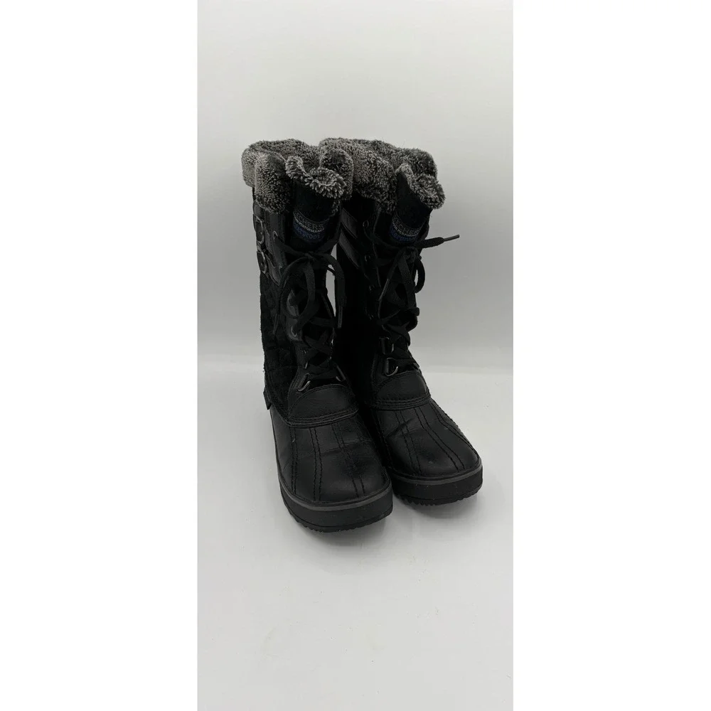 Skechers Outdoor Performance Waterproof‎ Winter Boots Black Faux Fur Womens 7